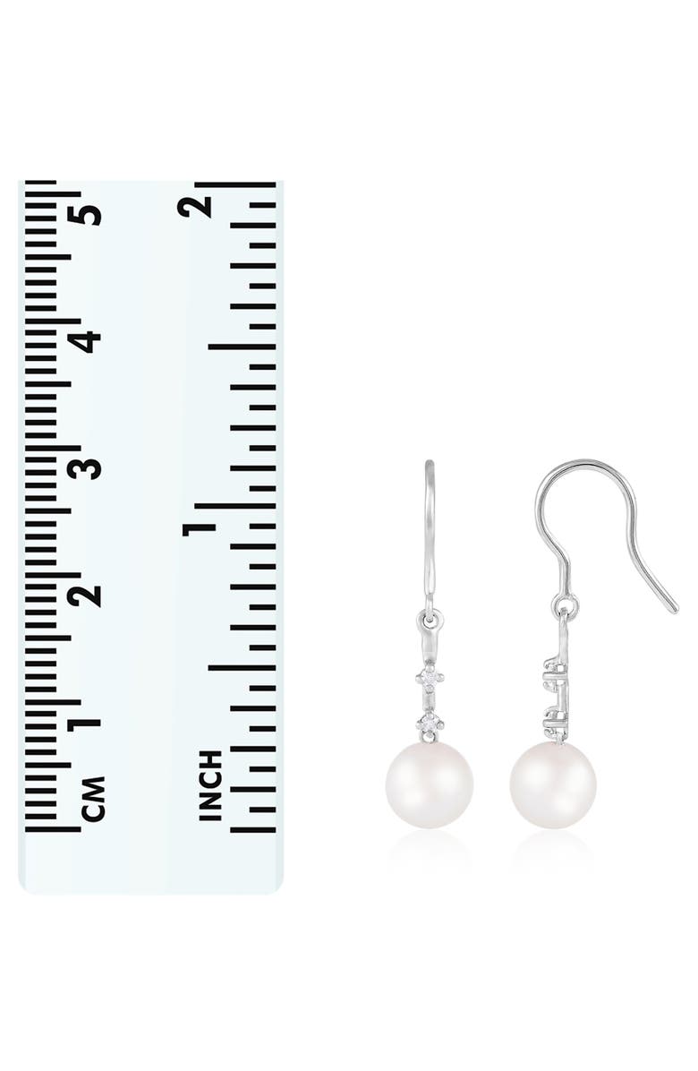 SPLENDID PEARLS 14K Gold Diamond & Pearl Drop Earrings - 0.08ct, Alternate, color, White