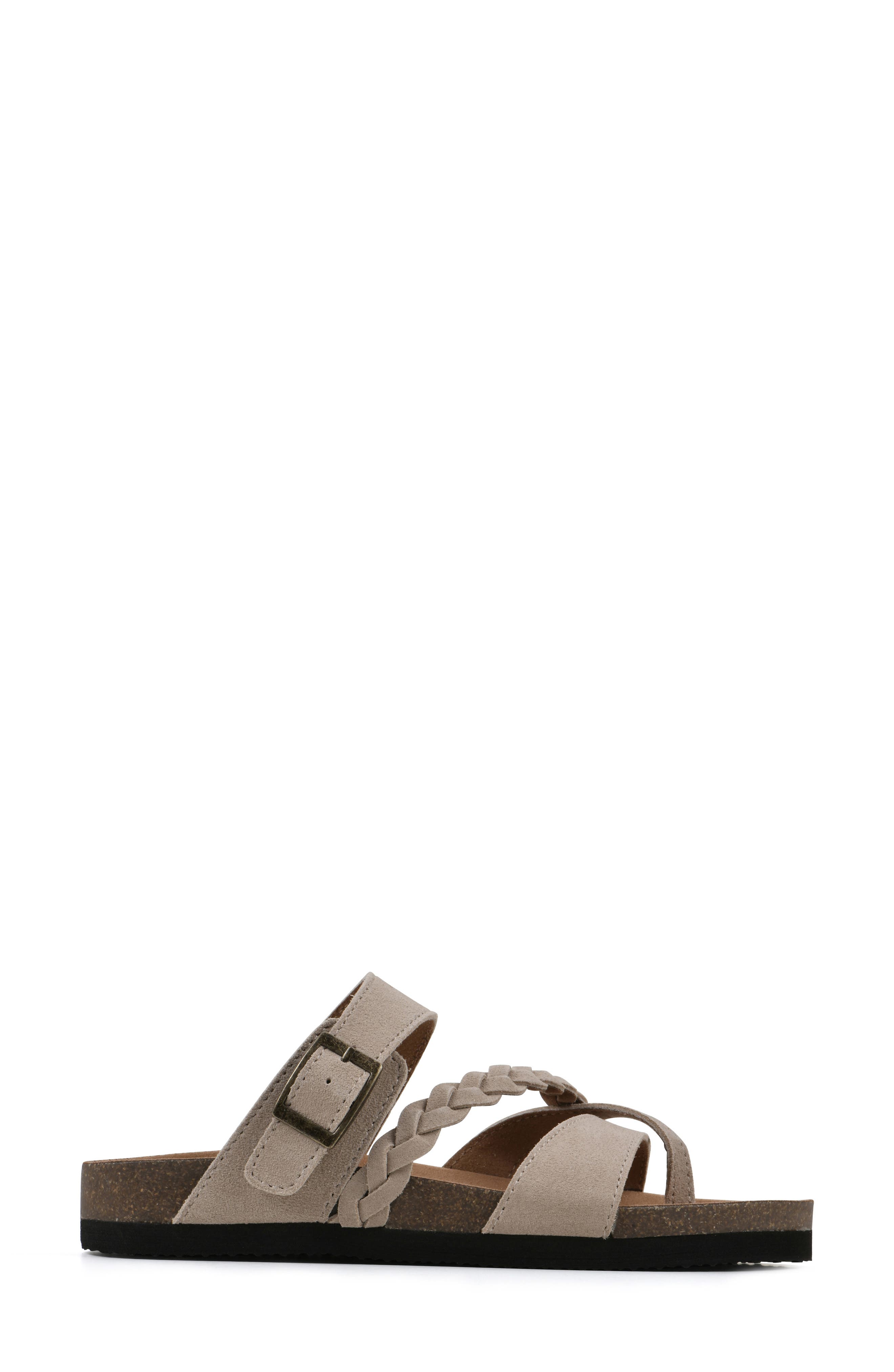 Hazy Leather Footbed Sandal, Alternate, color, SANDAL WOOD/ SUEDE