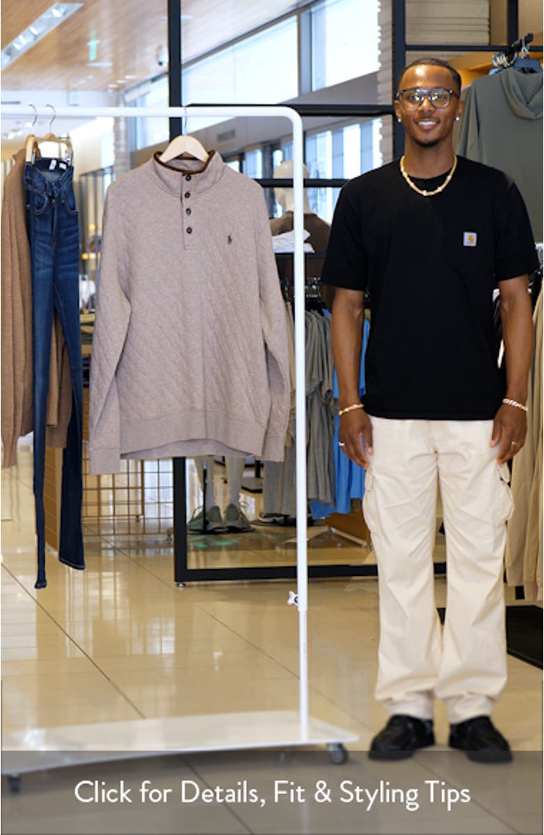 Quilted Double Knit Half Button Pullover, sales video thumbnail