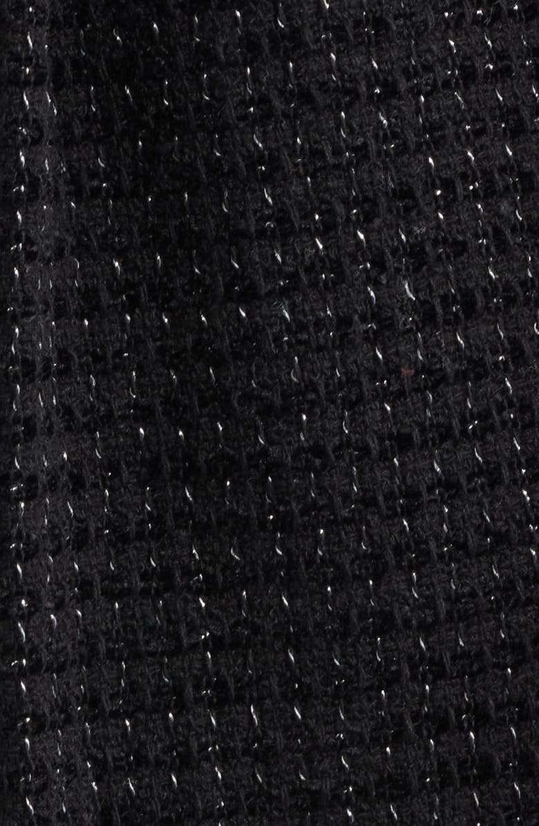 Eliza J Faux Pearl & Crystal Detail Sleeveless Metallic Tweed Dress, Alternate, color, Black