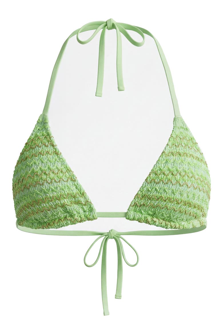 Green Symphony Balmy Smocked Triangle Bikini Top, Main, color, LT/ PASTEL GREEN