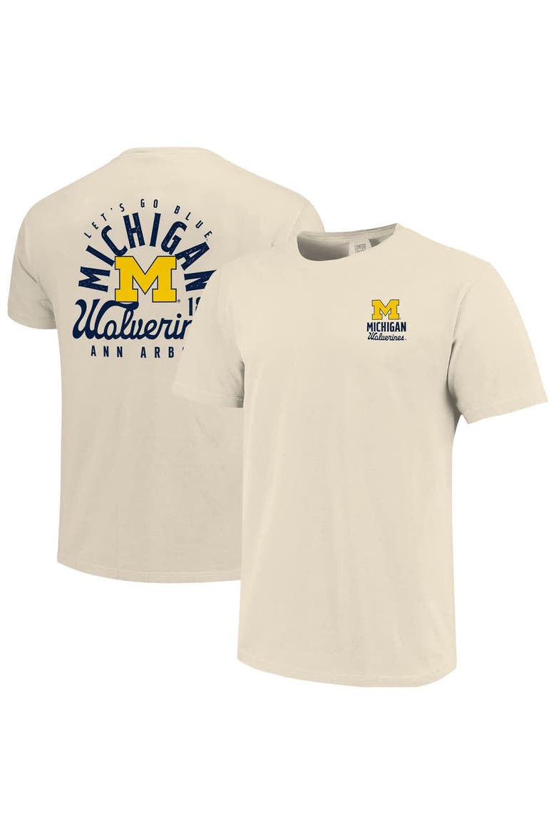 Men's Cream Michigan Wolverines Comfort Colors Mascot Overlay T-Shirt, Alternate, color, Cream