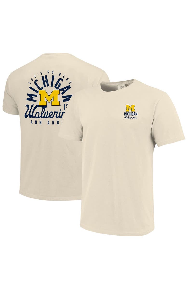 IMAGE ONE Men's Cream Michigan Wolverines Comfort Colors Mascot Overlay T-Shirt, Alternate, color, Cream