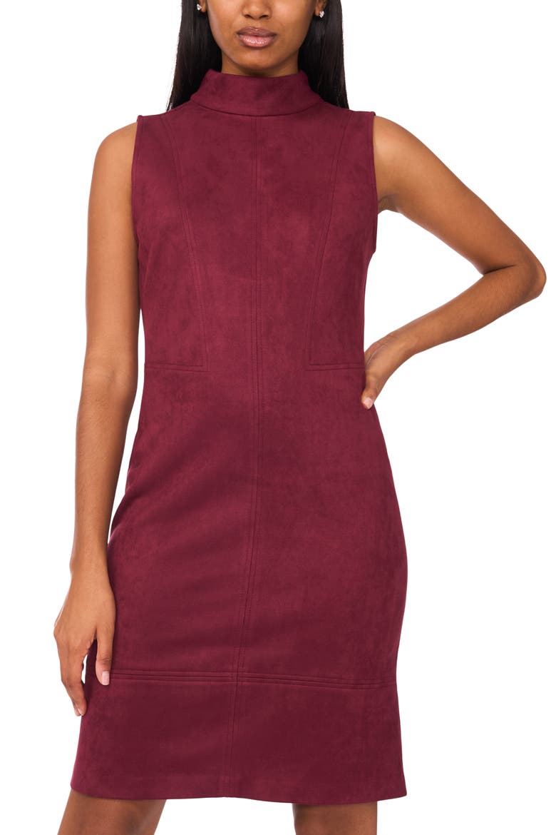 Mock Neck Sleeveless Dress, Alternate, color, MERLOT