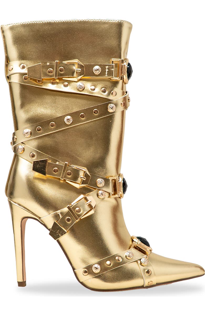 CHASE AND CHLOE Adonis Stud Embellished Boot, Alternate, color, Gold