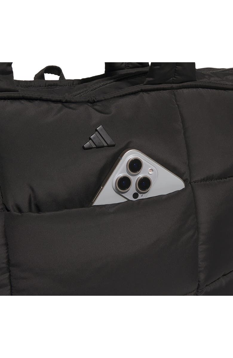 adidas All Me Quilted Tote, Alternate, color, Black