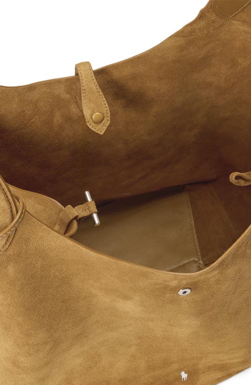Polo Ralph Lauren Large Polo Play Suede Tote In Brown