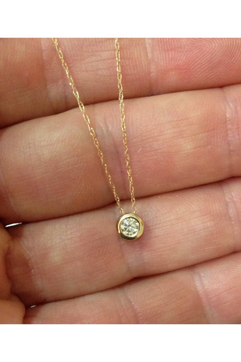 14K Gold 1/4ct Round Lab Grown Diamond Solitaire Bezel Pendant, Alternate, color, 14k Yellow Gold