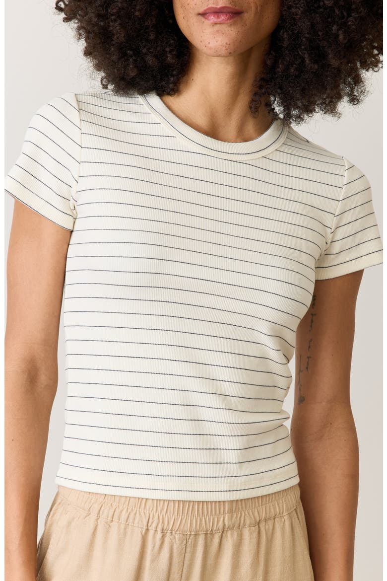 Lexi Sun-In Stripe Rib Crewneck T-Shirt, Main, color, BLACK/WHITE STRIPE