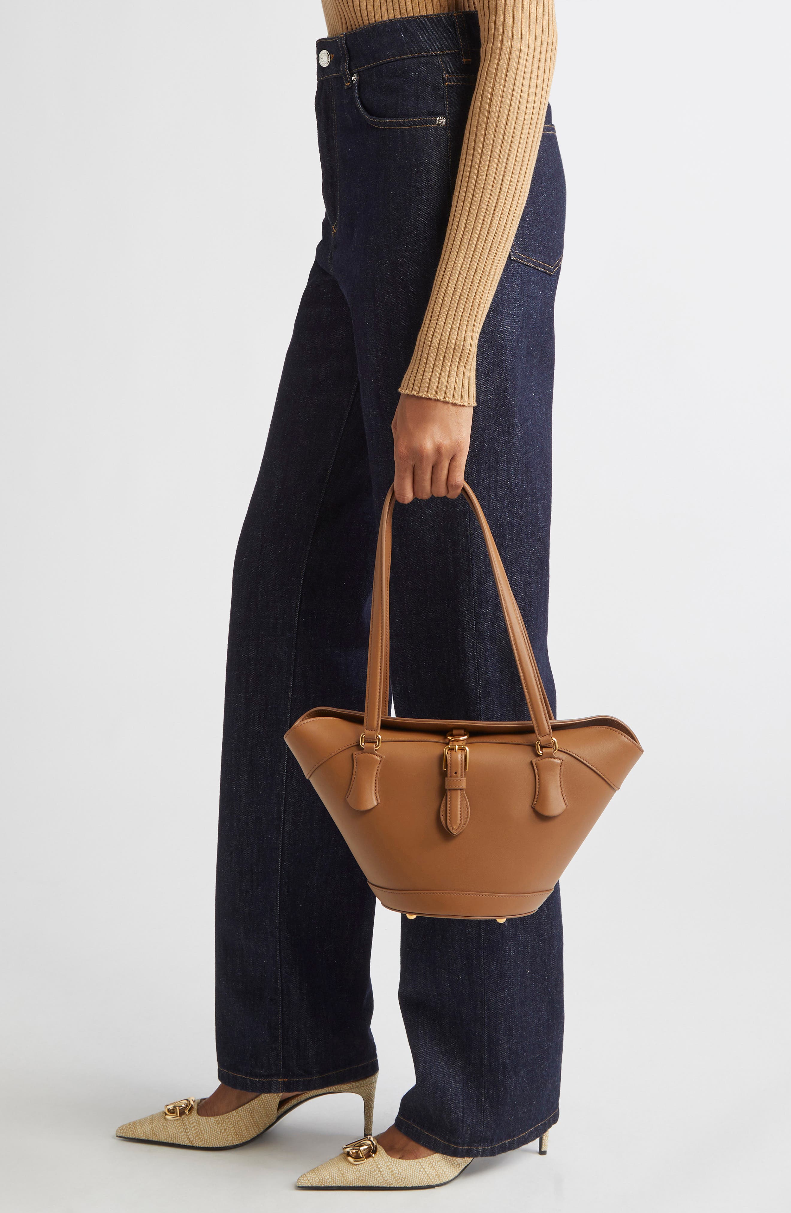 Dolce&Gabbana Capri Leather Tote, Alternate, color, 8Z093 Caramello