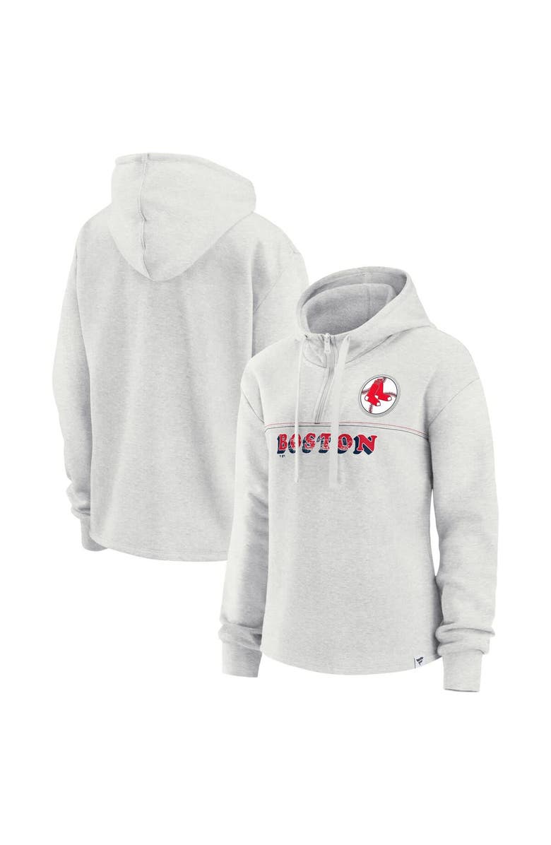 FANATICS Women's Fanatics Oatmeal Boston Red Sox True Classics Legacy Quarter-Zip Hoodie, Main, color, 