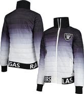 THE WILD COLLECTIVE Women's The Wild Collective Black/Silver Las Vegas Raiders Color Block Full-Zip Puffer Jacket