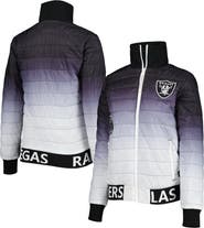 THE WILD COLLECTIVE Women's The Wild Collective Black/Silver Las Vegas Raiders Color Block Full-Zip Puffer Jacket