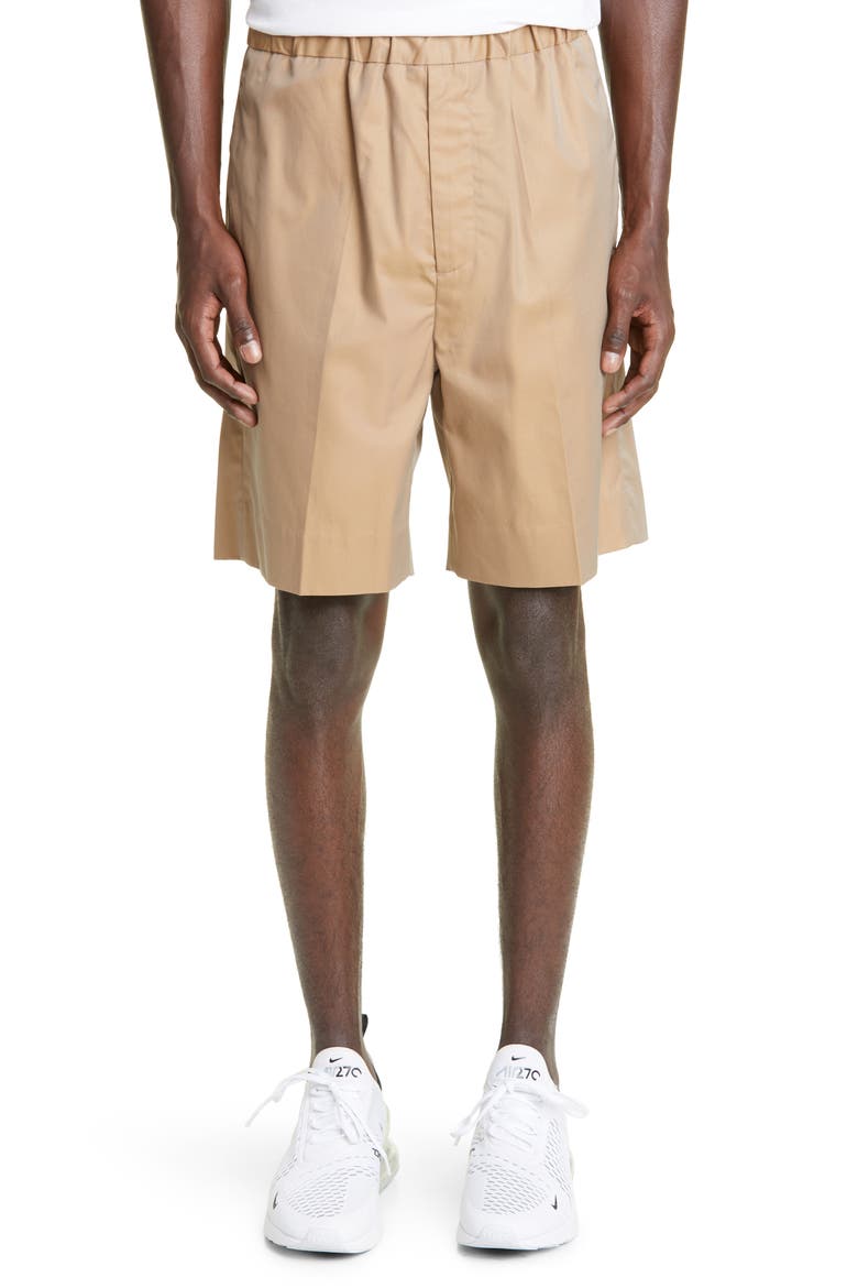 Oversize Cotton Twill Tech Shorts, Main, color, SHARK