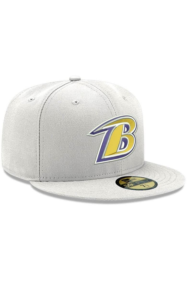 Men's New Era White Baltimore Ravens Omaha Lettermark 59FIFTY Fitted Hat, Alternate, color, White