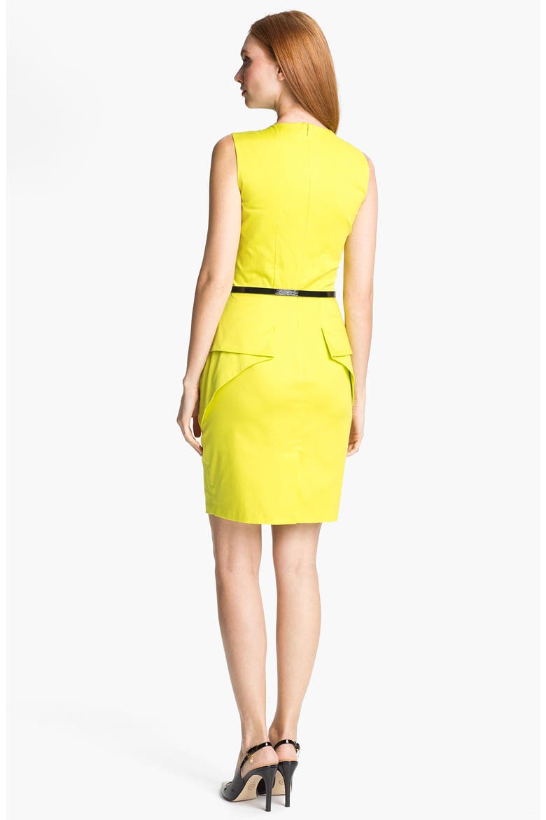 Belted Peplum Sheath Dress, Alternate, color, SULPHUR SPRING