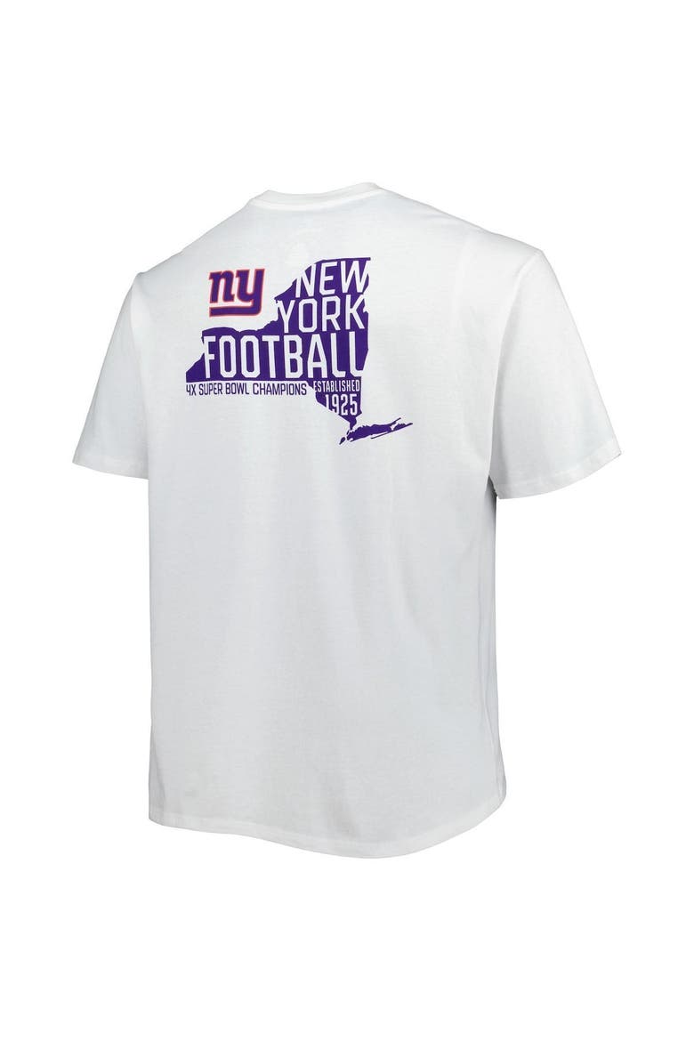 Men's Fanatics Branded White New York Giants Big & Tall Hometown Collection Hot Shot T-Shirt, Alternate, color, White