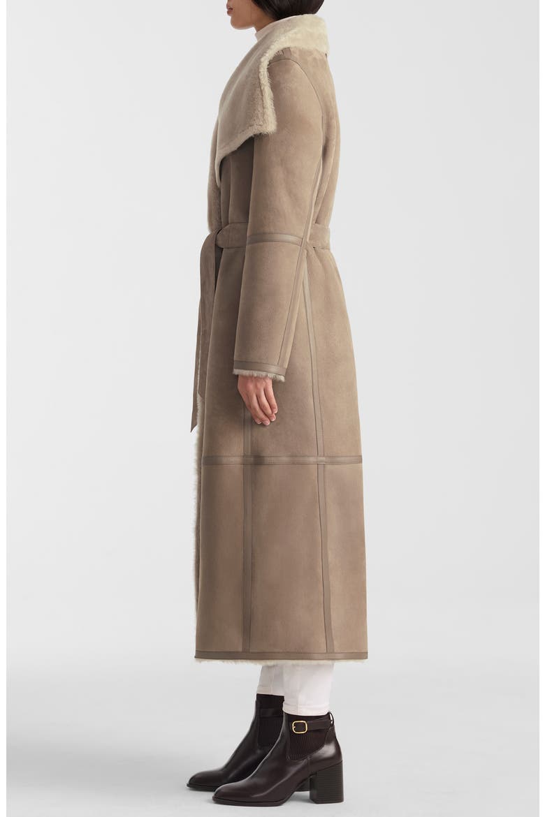 Marian Reversible Genuine Shearling Wrap Coat, Alternate, color, TRUFFLE-TAUPE