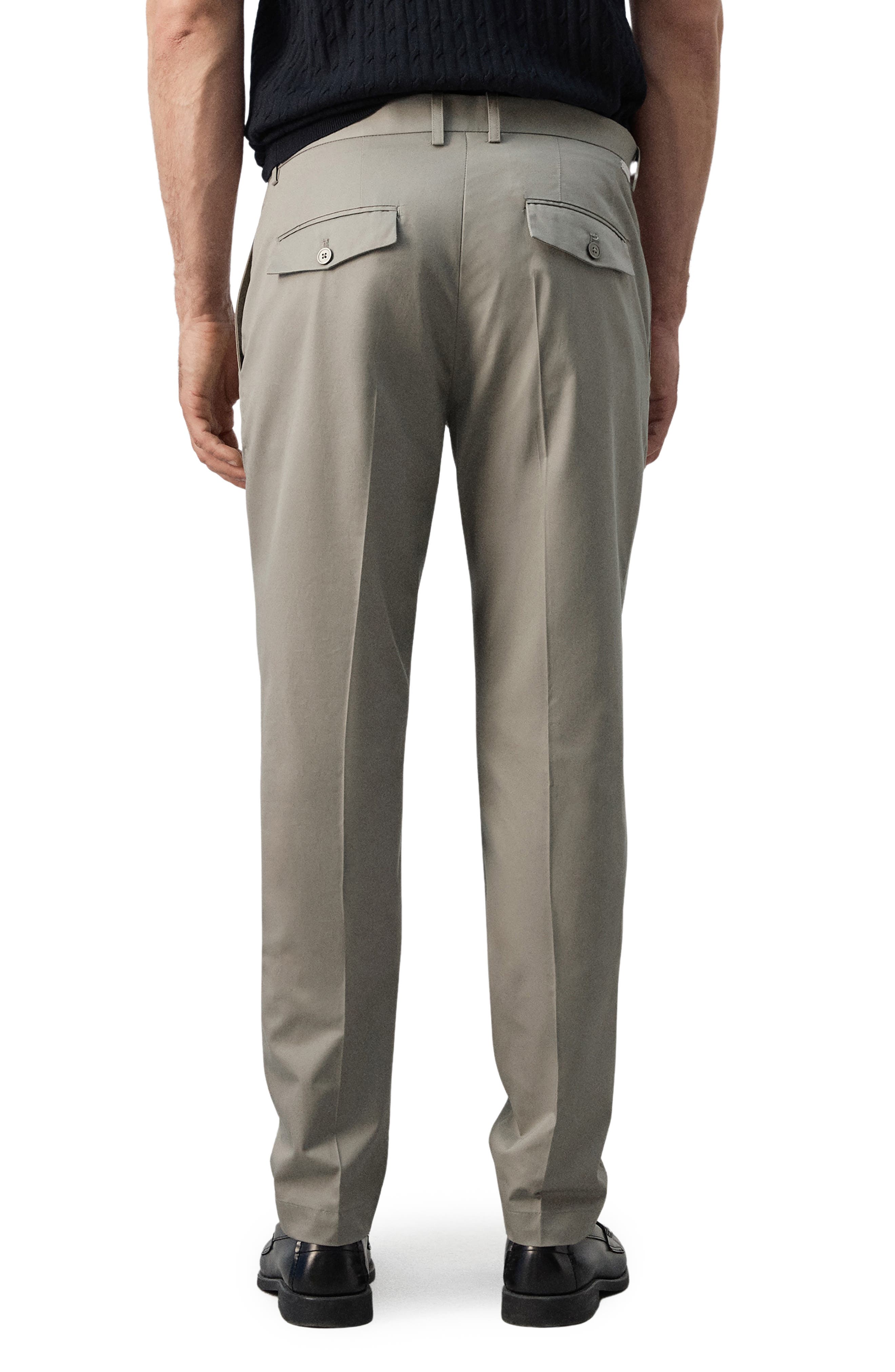 Slim Fit Flat Front Cotton Twill Pants - image 2