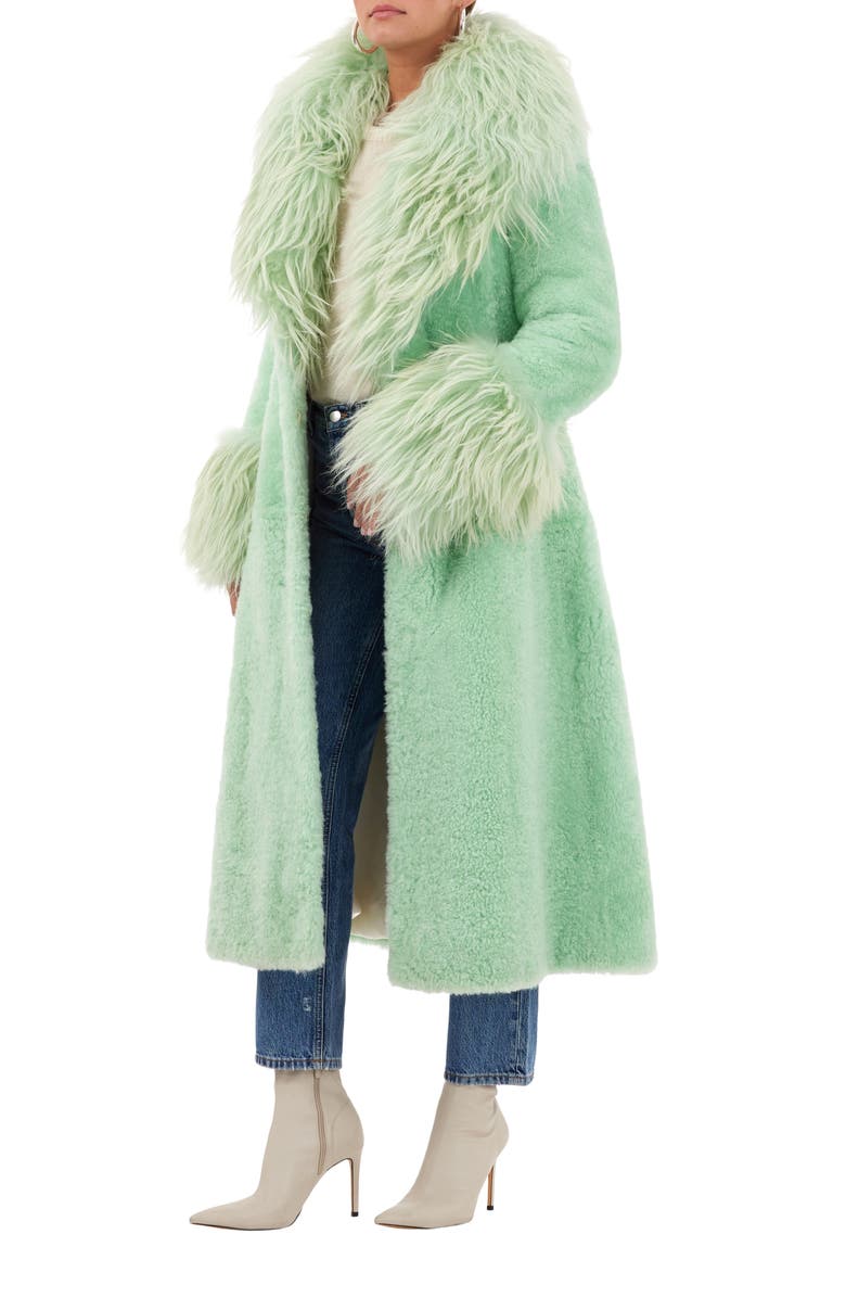 GORSKI Genuine Shearling Coat, Alternate, color, Pastel Green