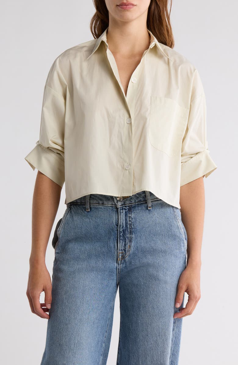 TWP Next Ex Long Sleeve Crop Button-Up Shirt, Main, color, 
