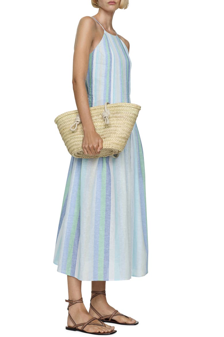Stripe Linen Blend Dress, Alternate, color, BLUE