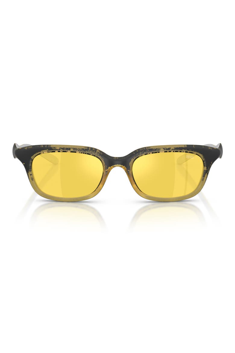 DL3013U 50mm Mirrored Square Sunglasses, Main, color, YELLOW BARRELING METALLIC