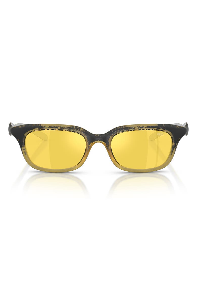 DIESEL<sup
®</sup
 DL3013U 50mm Mirrored Square Sunglasses, Main, color, Yellow Barreling Metallic