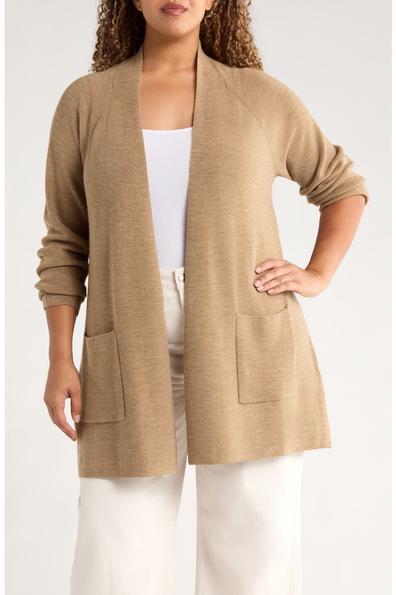 Open Front Wool Cardigan, Main, color, BISCUIT