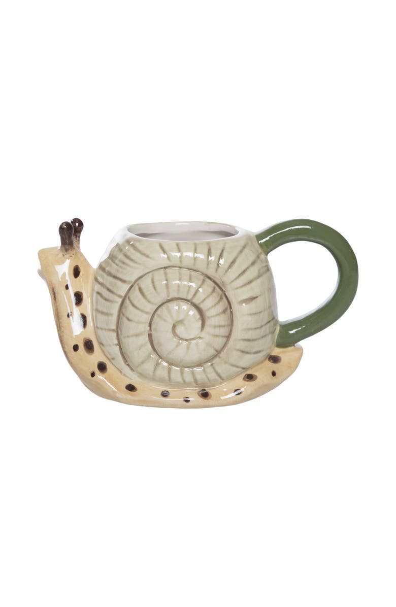 Transpac Ceramic Snail Shape Mug Neutral for Spring Serving and Entertaining, Alternate, color, Multicolored