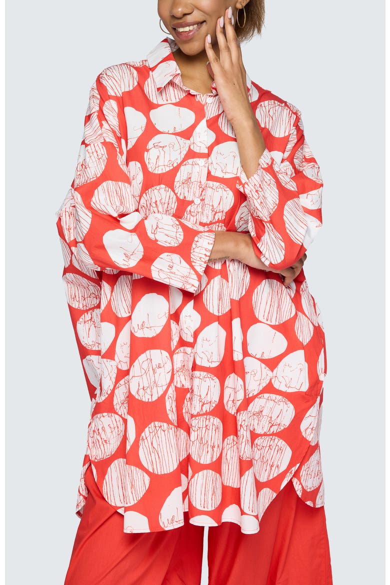 Niva Printed Poplin Shirt-Tunic, Main, color, Mandarin Print