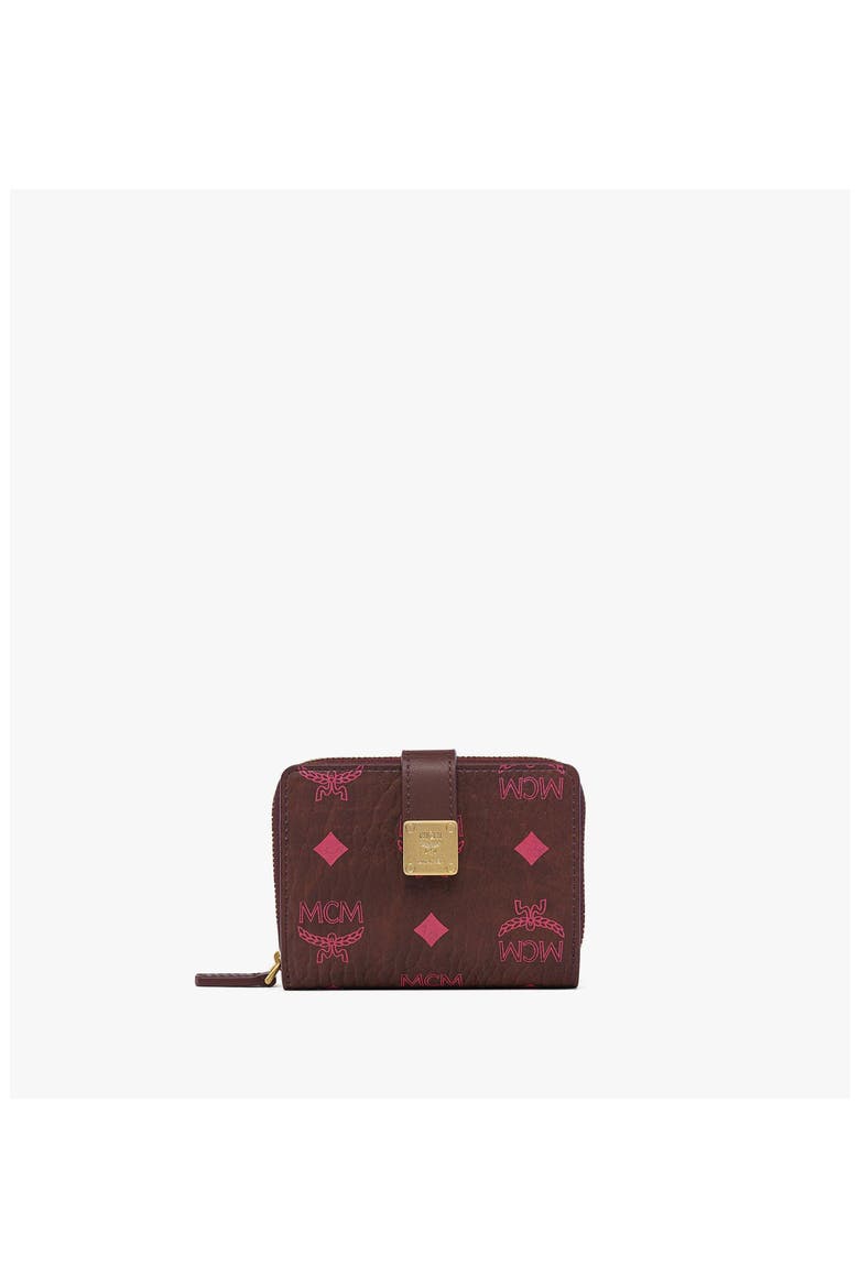Aren Brass Plate Wallet in Visetos, Main, color, Cinnamon