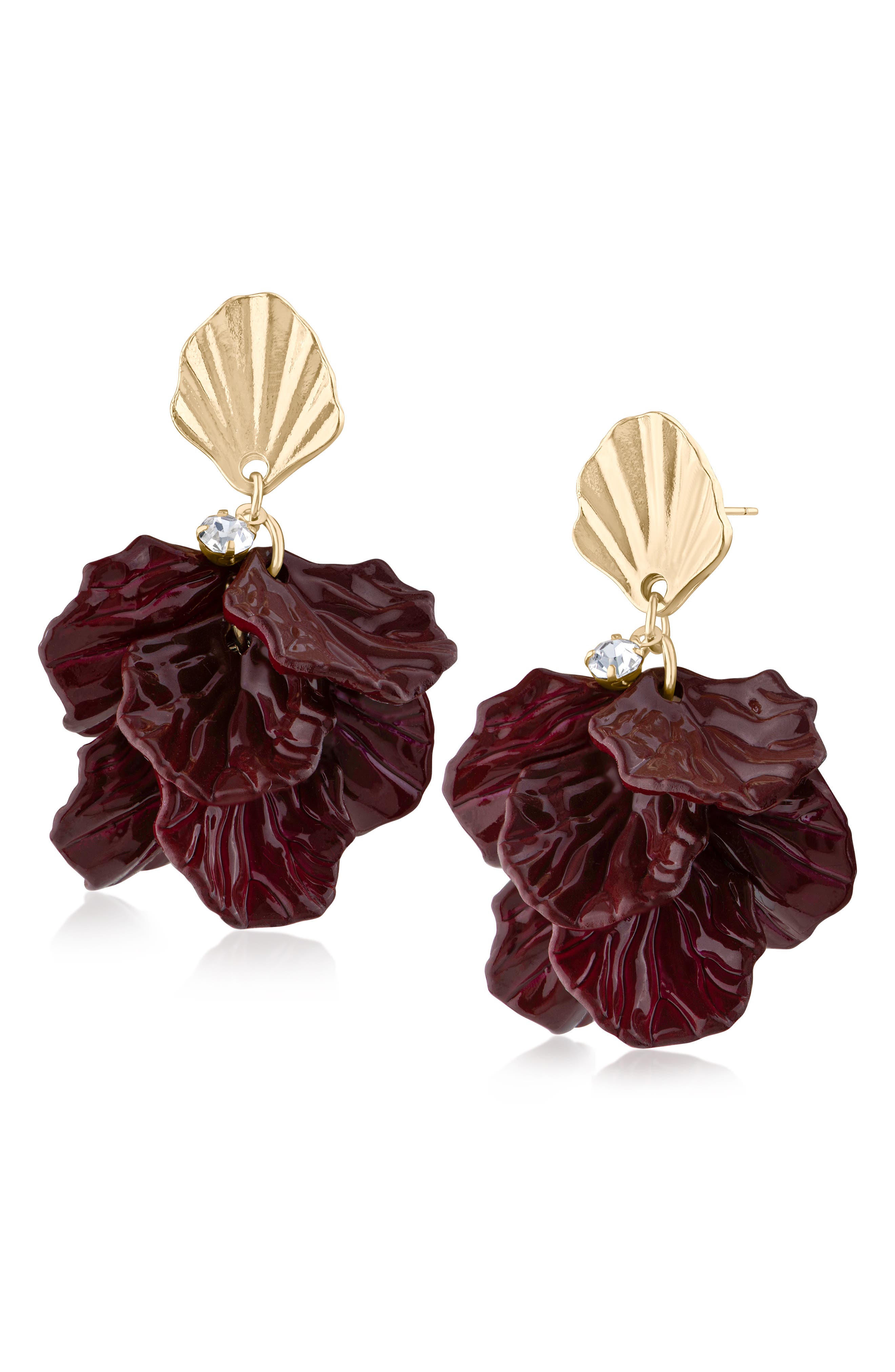 Glossed Petal Drop Earrings