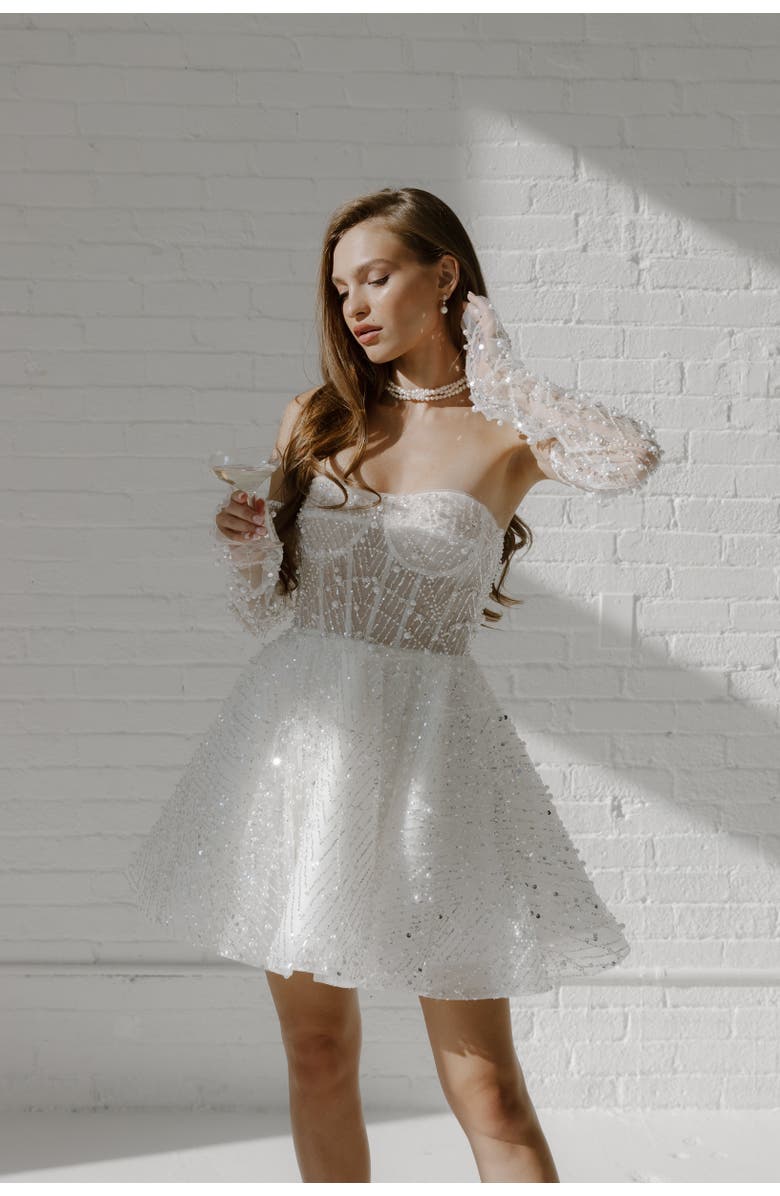 Untamed Petals Siena Sequin Gloves, Alternate, color, Ivory