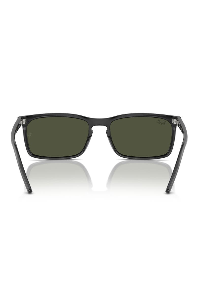 56mm Rectangular Sunglasses, Alternate, color, BLACK