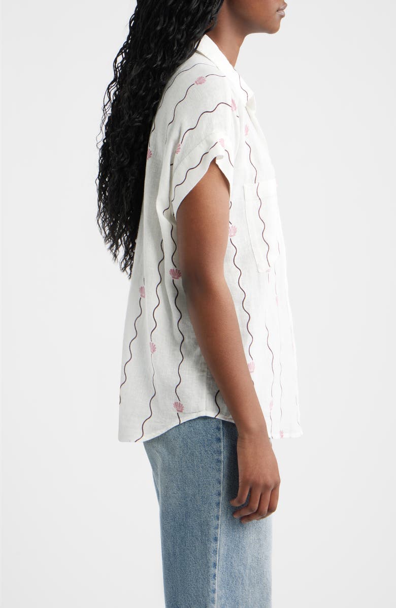 Rails Cito Seashell Print Linen Blend Button-Up Shirt, Alternate, color, Striped Seashells