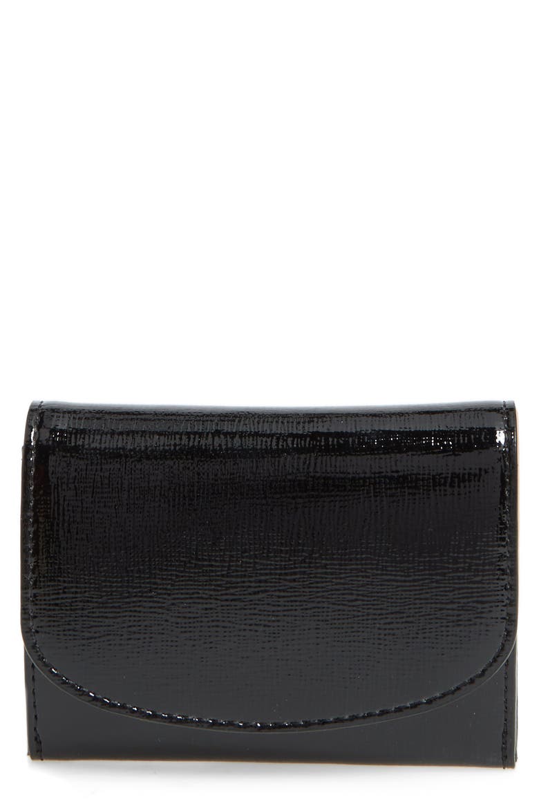 Leather Card Case, Main, color, BLACK SAFFIANO