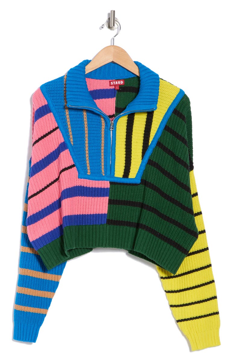 STAUD Hampton Half Zip Crop Sweater, Alternate, color,