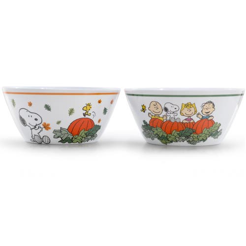 Peanuts Happy Fall 4 Piece 5.8 Inch Round Melamine Cereal Bowl Set In Multi