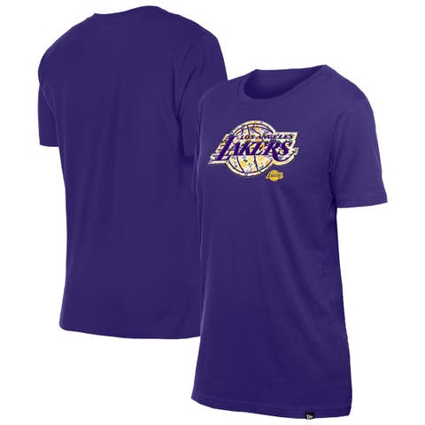 Women's New Era Purple Los Angeles Lakers Glam Game Flower T-Shirt