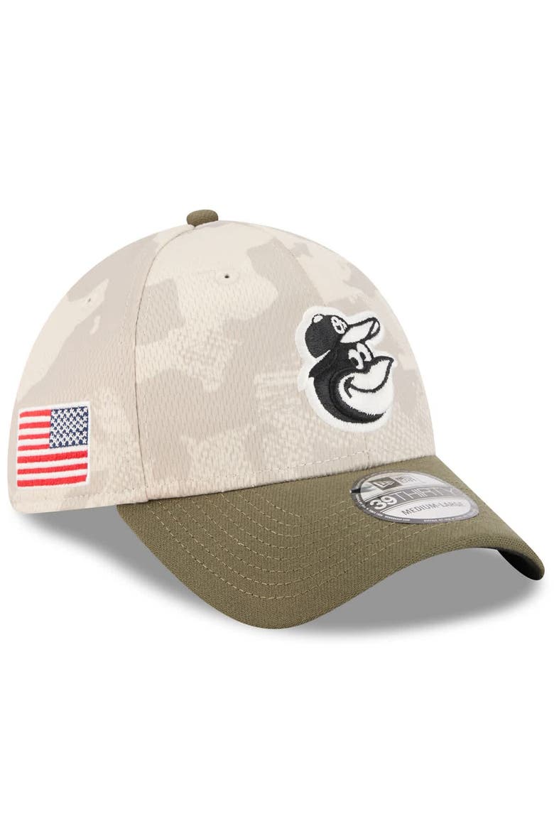 Men's New Era Light Beige/Olive Baltimore Orioles 2025 Armed Forces Day 39THIRTY Flex Hat, Alternate, color, Light Beige