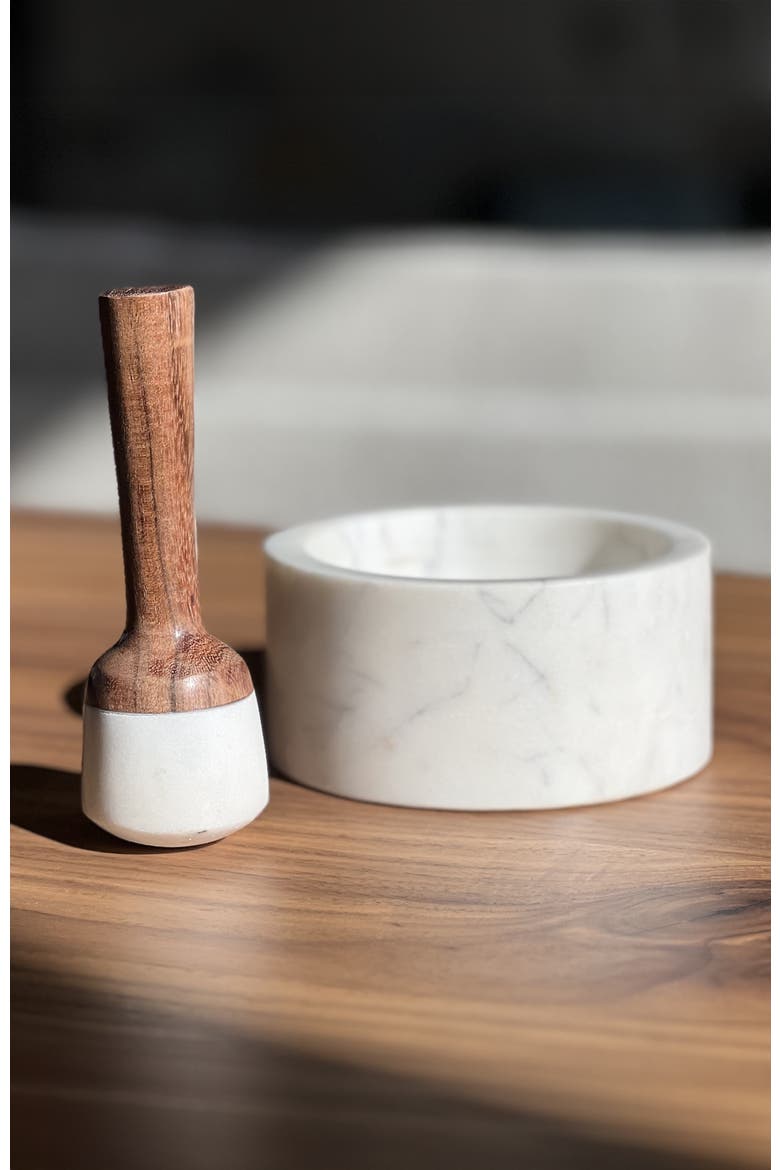 Marble Mortar and Pestle, Alternate, color, White