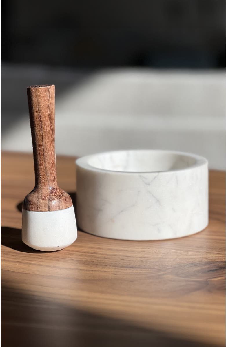 Verve Culture Marble Mortar and Pestle, Alternate, color, White