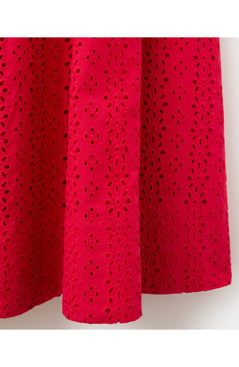 MANGO Square Neck Cotton Eyelet Dress, Alternate, color, Red