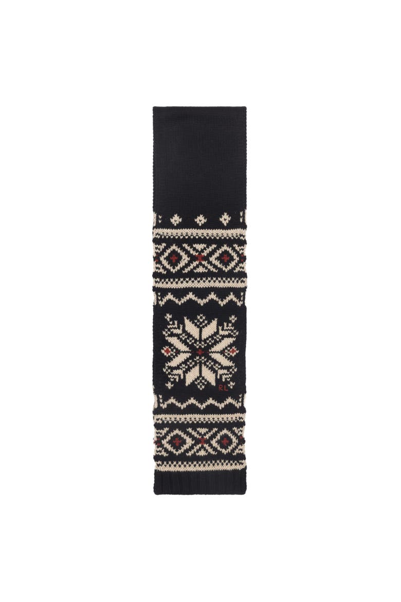Holiday Pattern Scarf, Alternate, color, Black/Red/Cream