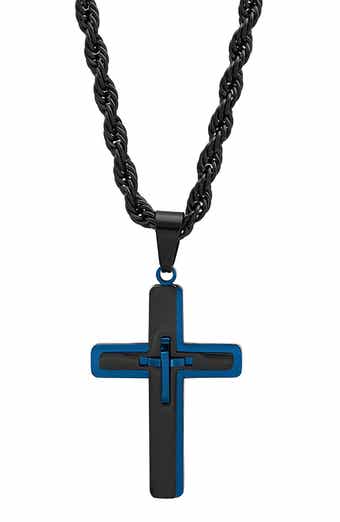 Men's Two Tone Cross Pendant Necklace