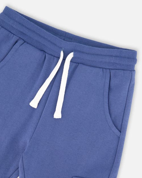 Deux Par Deux Fleece Sweatpants With Cargo Pockets In Blue