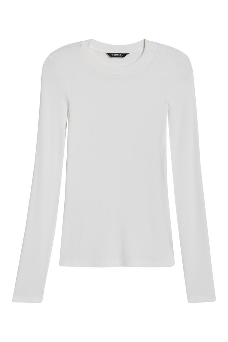 Louise Rib Long Sleeve T-Shirt, Alternate, color, WHITE