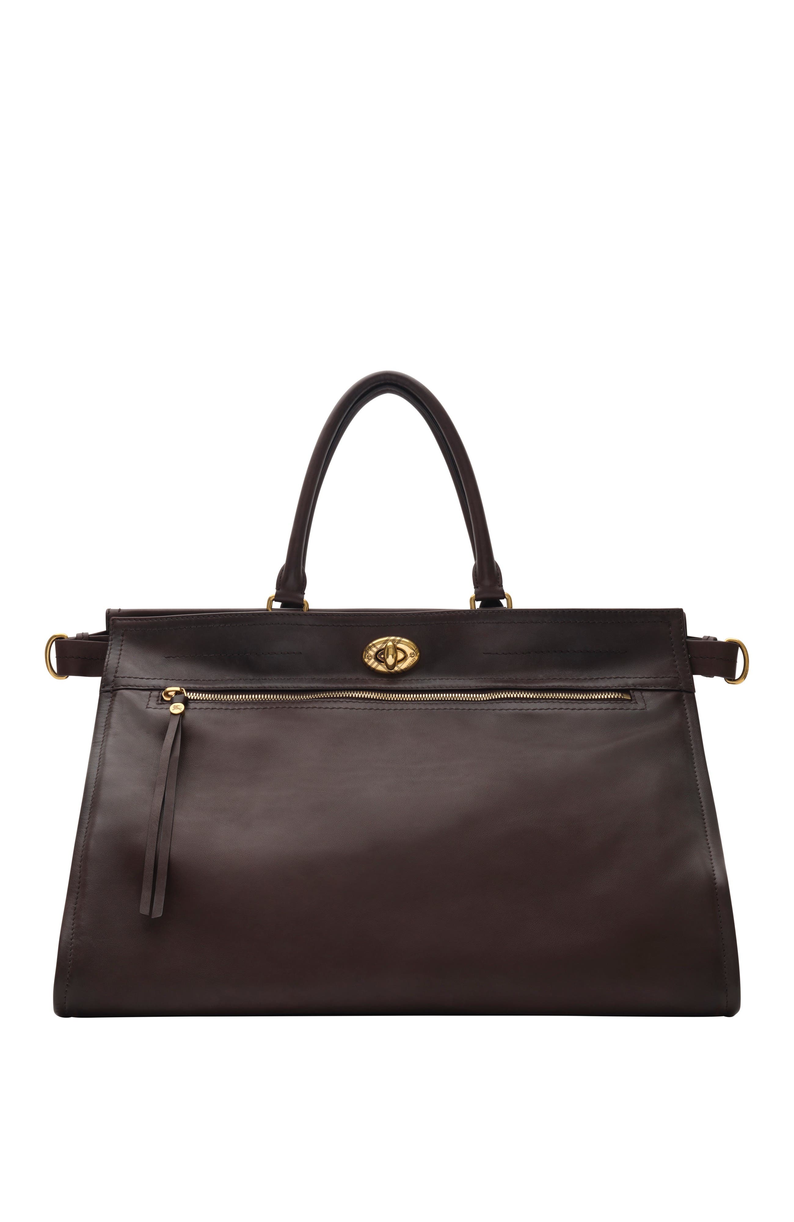 Burberry Extra Large Hampstead Tote, Main, color, Peat Brown