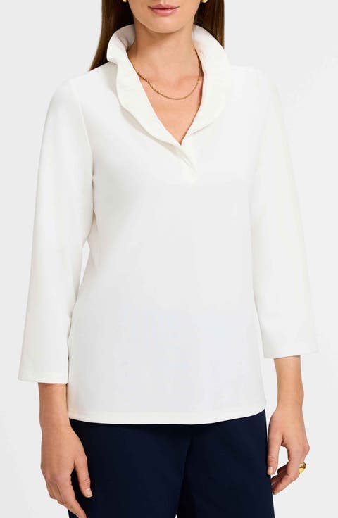 Tammy Ruffle Collar Crepe Top